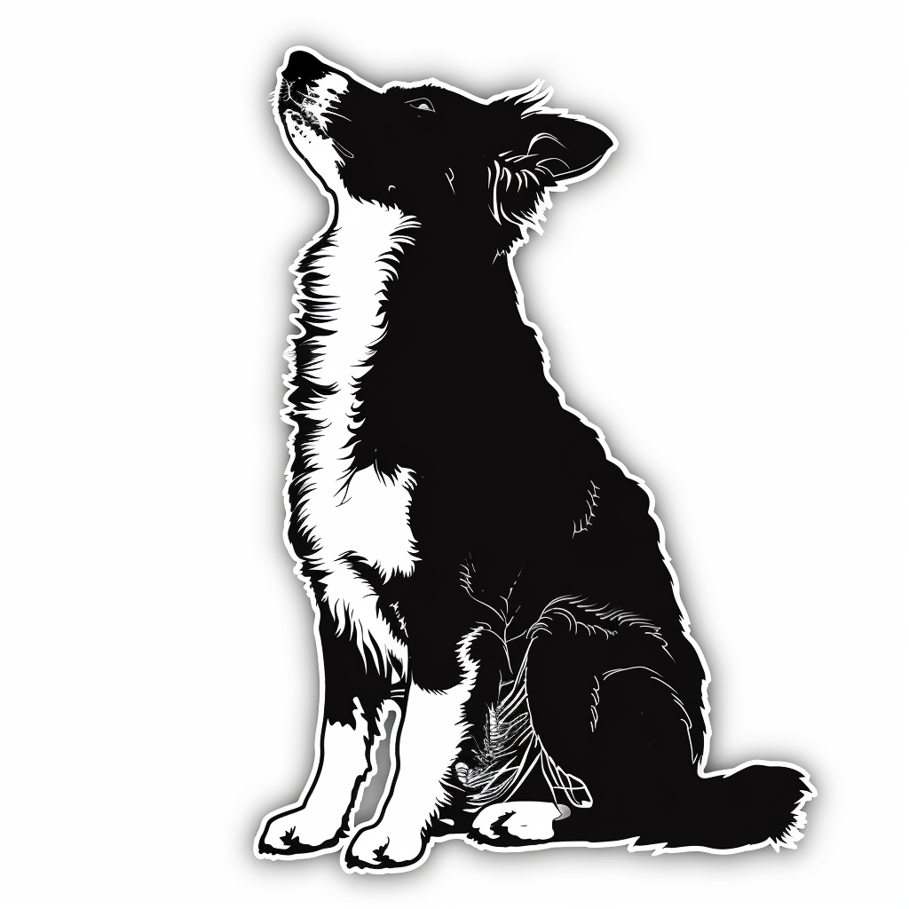 Border Collie Dog majestic Expressive surreal Vinyl Decal Sticker for Car, Laptop, Tumbler and more # F021728-4" x 4"