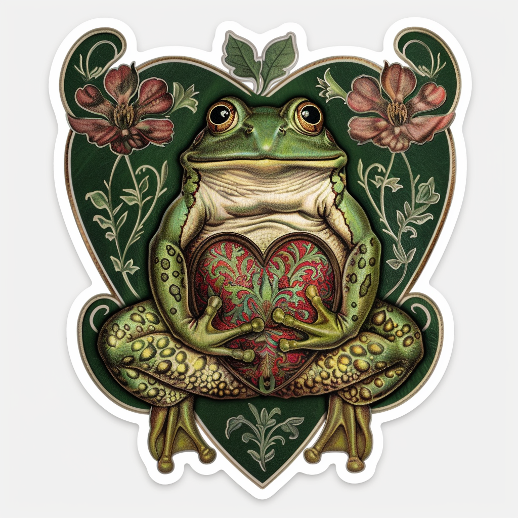 Sticker of a Frog majestic Expressive surreal Vinyl Decal Sticker for Car, Laptop, Tumbler and more # F016601