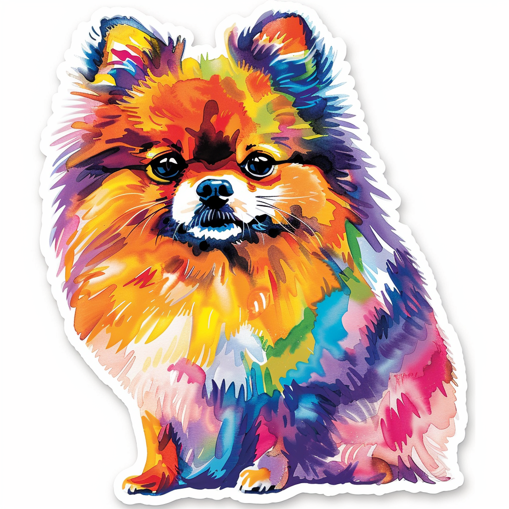 Sticker of a Pomeranian Dog majestic Expressive surreal Vinyl Decal Sticker for Car, Laptop, Tumbler and more # F013780
