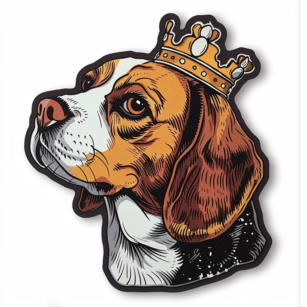 Beagle dog crowned Vinyl Decal Sticker for Car, Laptop, Tumbler and more # F011882