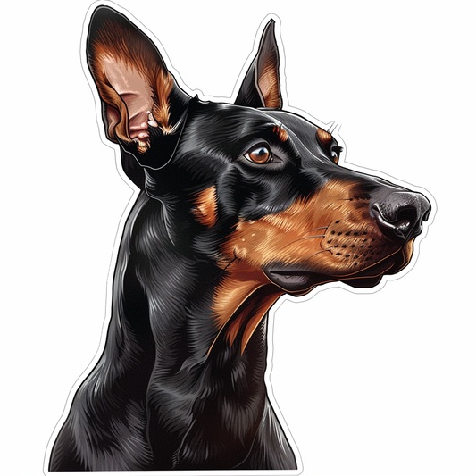 Doberman Pinscher Dog majestic Expressive surreal Vinyl Decal Sticker for Car, Laptop, Tumbler and more # F019302-4" x 4"