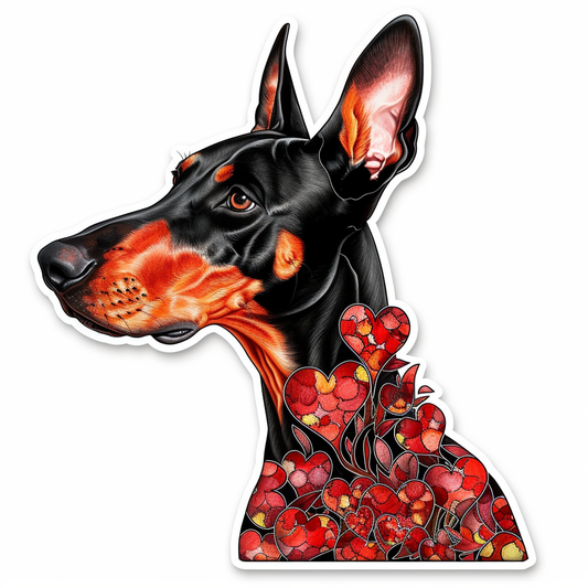 Doberman Pinscher Dog majestic Expressive surreal Vinyl Decal Sticker for Car, Laptop, Tumbler and more # F019542-4" x 4"