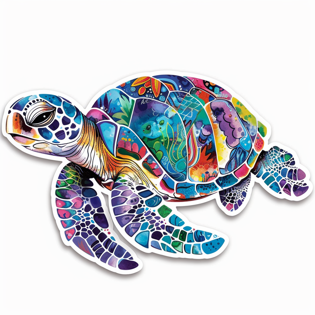 Sticker of a turtle majestic Expressive surreal Vinyl Decal Sticker for Car, Laptop, Tumbler and more # F022029