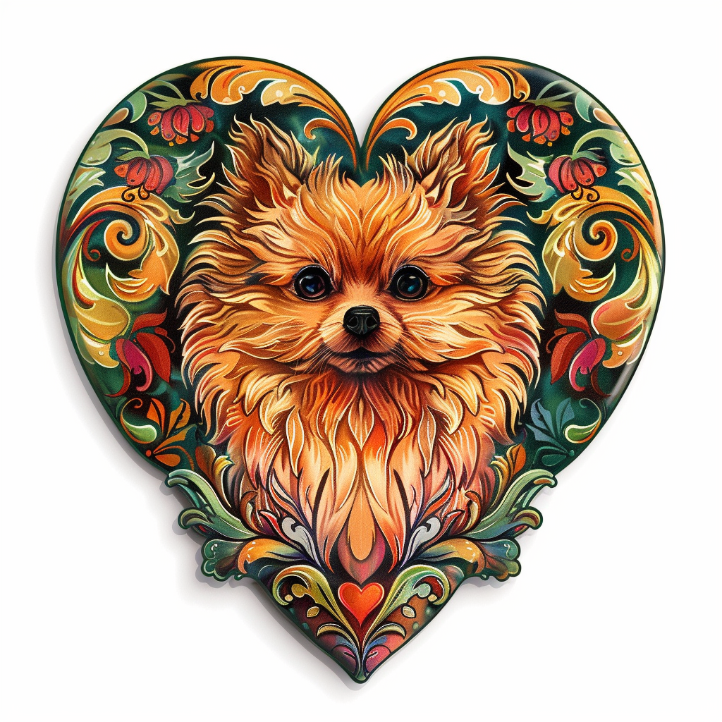 Sticker of a Pomeranian Dog majestic Expressive surreal Heartcore Vinyl Decal Sticker for Car, Laptop, Tumbler and more # F014081