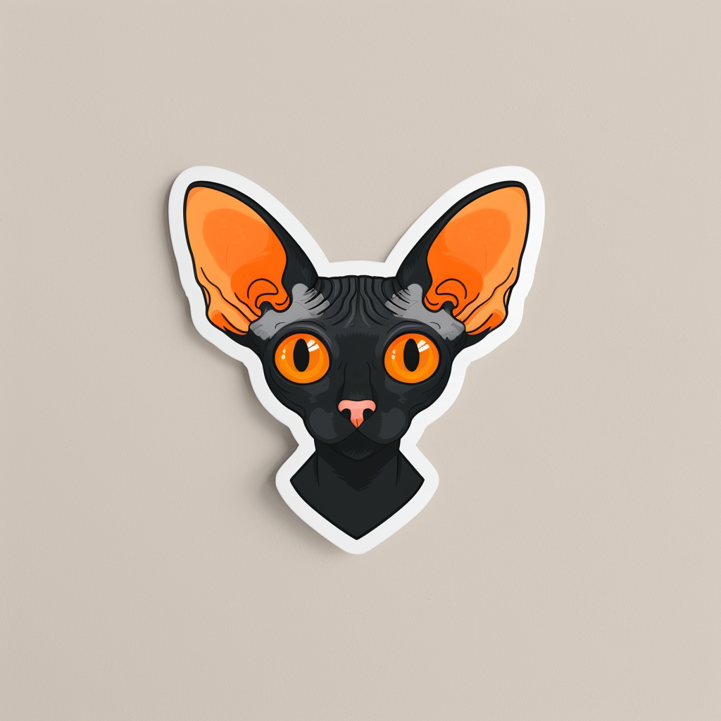Adorable Cornish Rex Cat Expressive surreal Vinyl Decal Sticker for Car, Laptop, Tumbler and more # F021535-4" x 4"