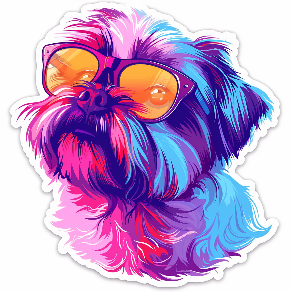 Adorable Shih Tzu Dog Expressive surreal Vinyl Decal Sticker for Car, Laptop, Tumbler and more # F018330