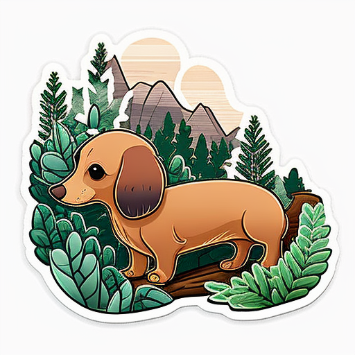 Cute kawaii Dachshund dog out in nature Vinyl Decal Sticker for Car, Laptop, Tumbler and more # F012744