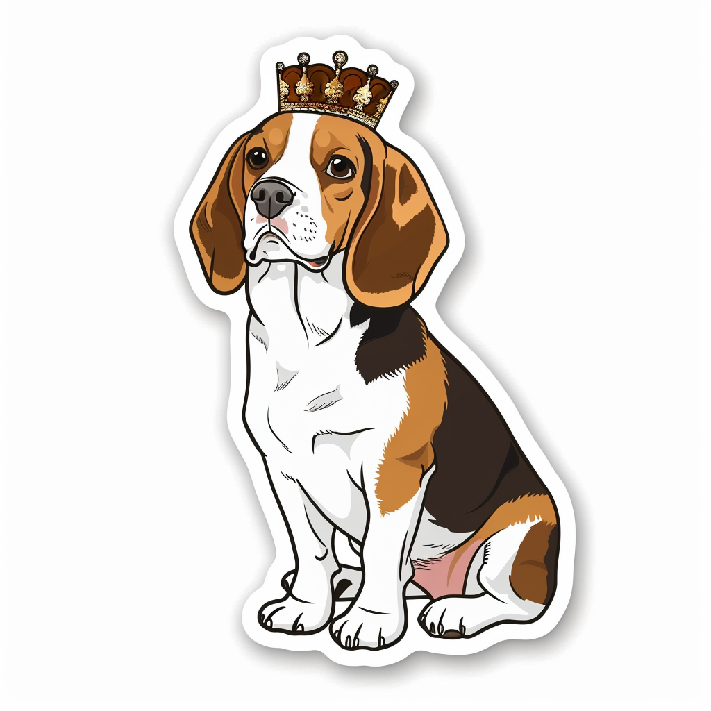 Beagle dog crowned Vinyl Decal Sticker for Car, Laptop, Tumbler and more # F011885