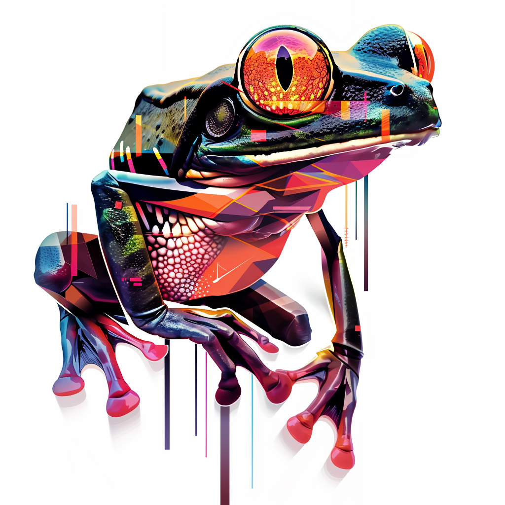 Sticker of a Frog cute and adorable Expressive surreal Vinyl Decal Sticker for Car, Laptop, Tumbler and more # F016746