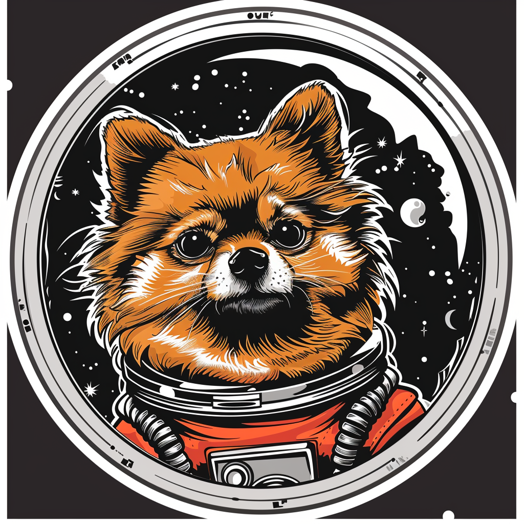 Sticker of a Pomeranian Dog astronaut majestic Expressive surreal Vinyl Decal Sticker for Car, Laptop, Tumbler and more # F013878