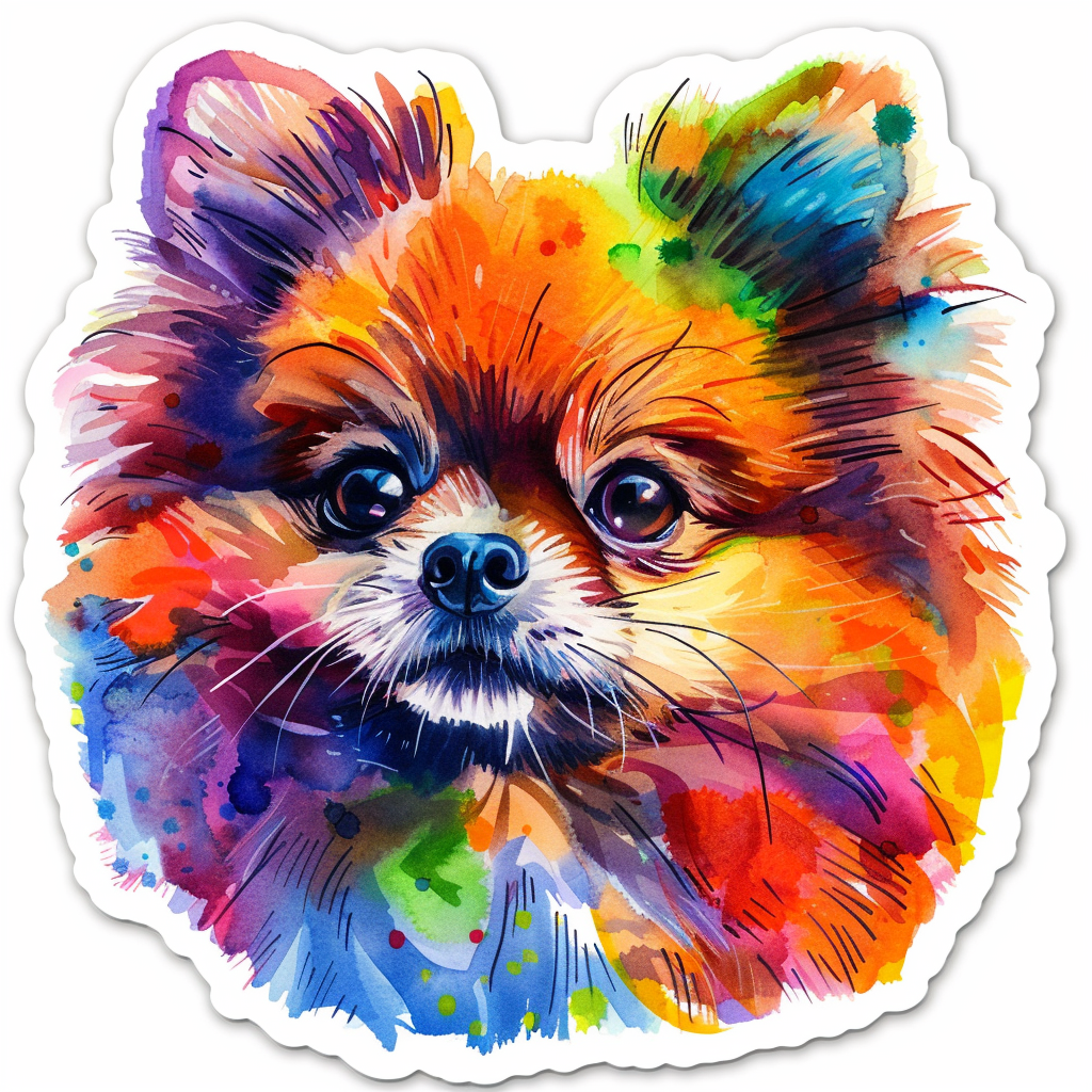 Sticker of a Pomeranian Dog majestic Expressive surreal Vinyl Decal Sticker for Car, Laptop, Tumbler and more # F013771