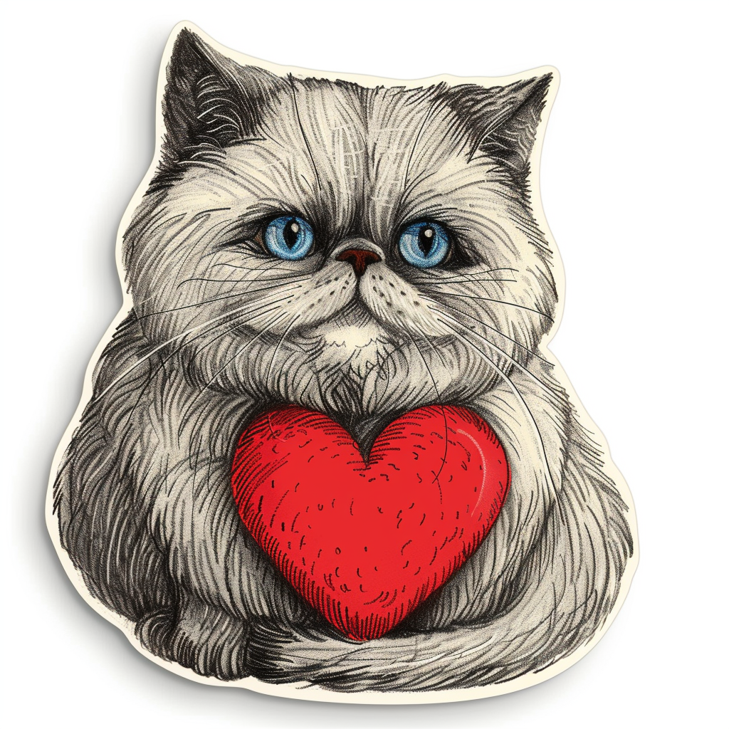 Persian Cat Expressive surreal Vinyl Decal Sticker for Car, Laptop, Tumbler and more # F016214