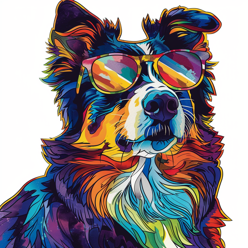 Border Collie Dog majestic Expressive surreal Vinyl Decal Sticker for Car, Laptop, Tumbler and more # F021699-4" x 4"