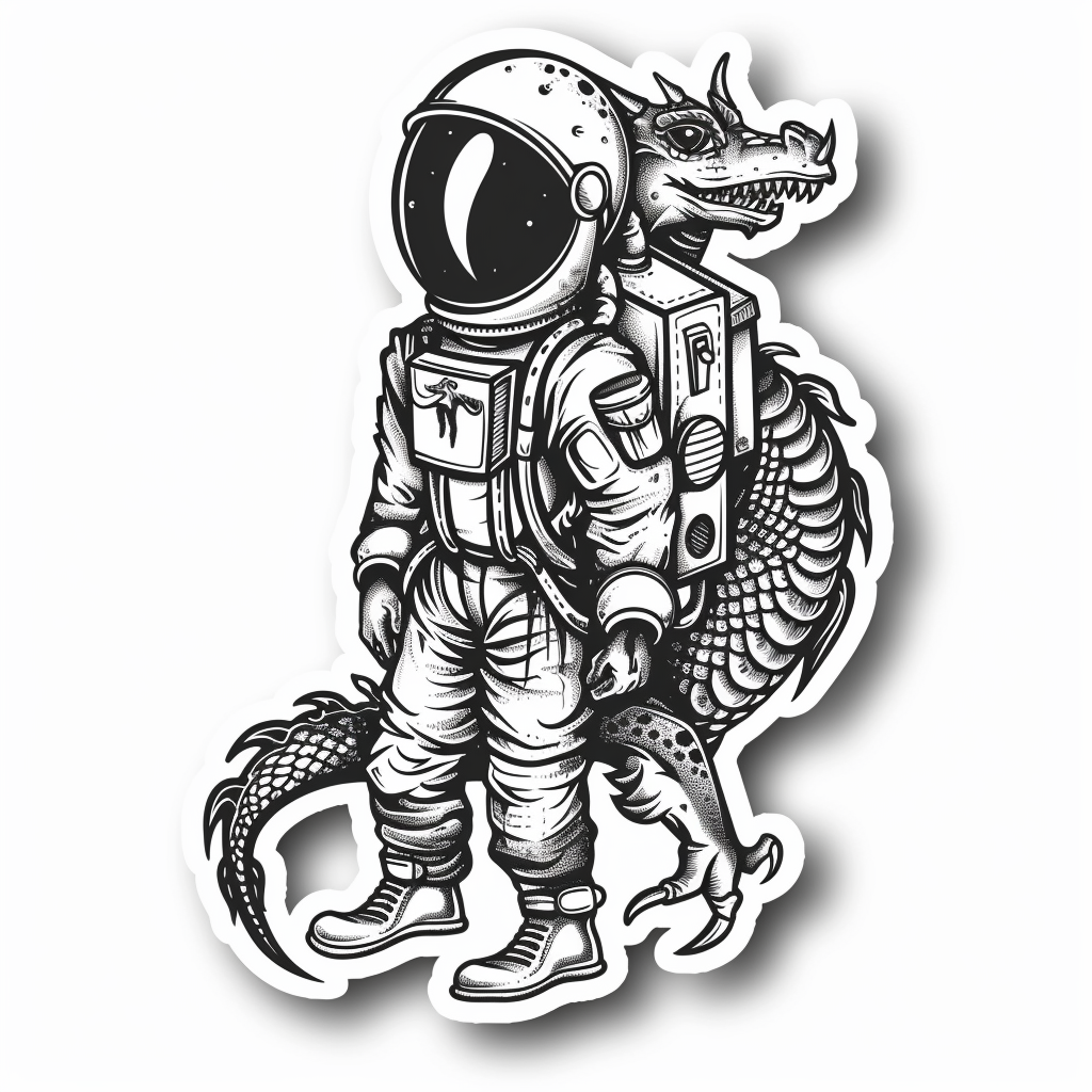 Dragon astronaut majestic Expressive surreal Vinyl Decal Sticker for Car, Laptop, Tumbler and more # F019009