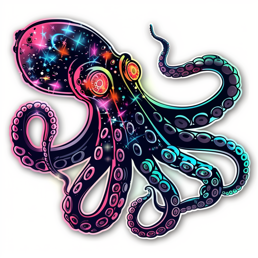 Octopus cyber punk majestic Expressive surreal Vinyl Decal Sticker for Car, Laptop, Tumbler and more # F015601