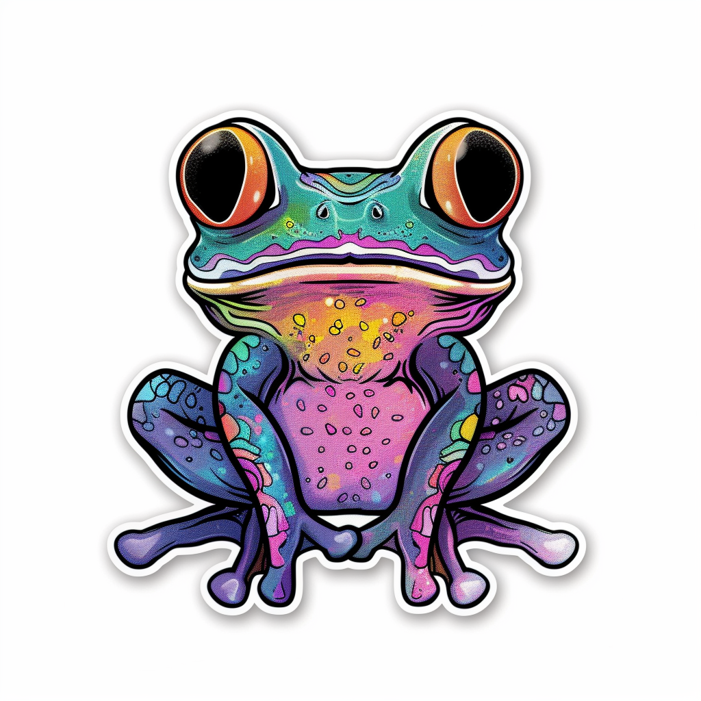 Sticker of a Frog majestic Expressive surreal Vinyl Decal Sticker for Car, Laptop, Tumbler and more # F016625