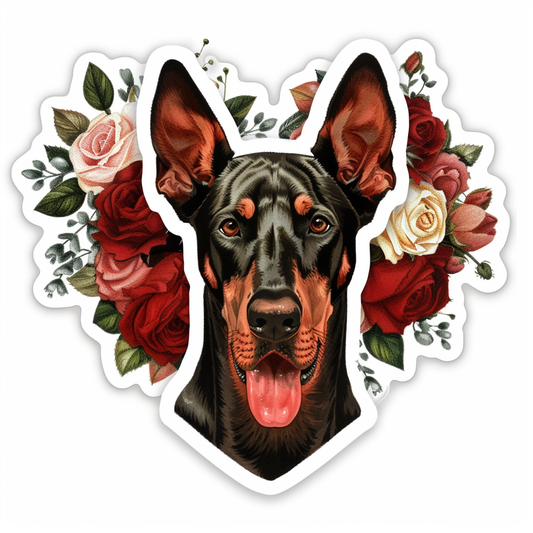 Doberman Pinscher Dog majestic Expressive surreal Vinyl Decal Sticker for Car, Laptop, Tumbler and more # F019579-4" x 4"