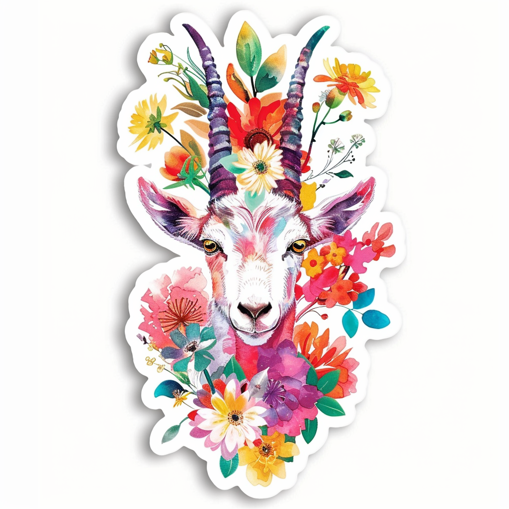 Goat majestic Expressive surreal Vinyl Decal Sticker for Car, Laptop, Tumbler and more # F020532-4" x 4"