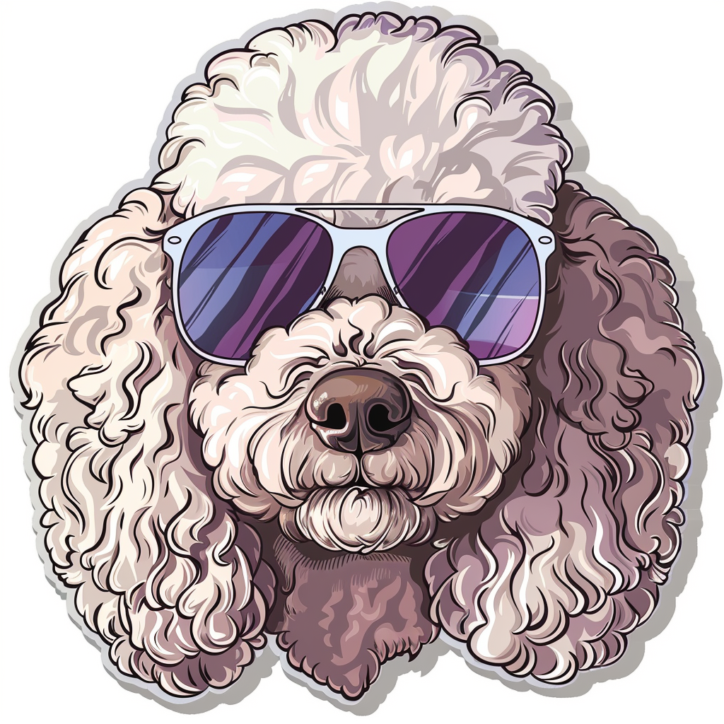 Poodle Dog wearing sunglasses Vinyl Decal Sticker for Car, Laptop, Tumbler and more # F012447