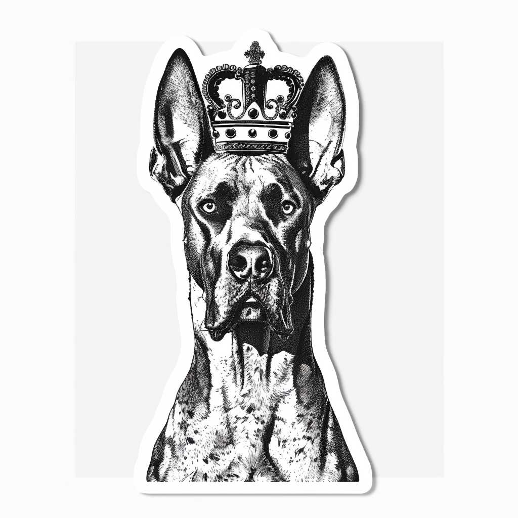 Great Dane Dog crowned majestic Expressive surreal Vinyl Decal Sticker for Car, Laptop, Tumbler and more # F017800