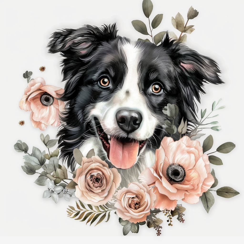 Sticker of a Border Collie Dog majestic Expressive surreal Vinyl Decal Sticker for Car, Laptop, Tumbler and more # F021900