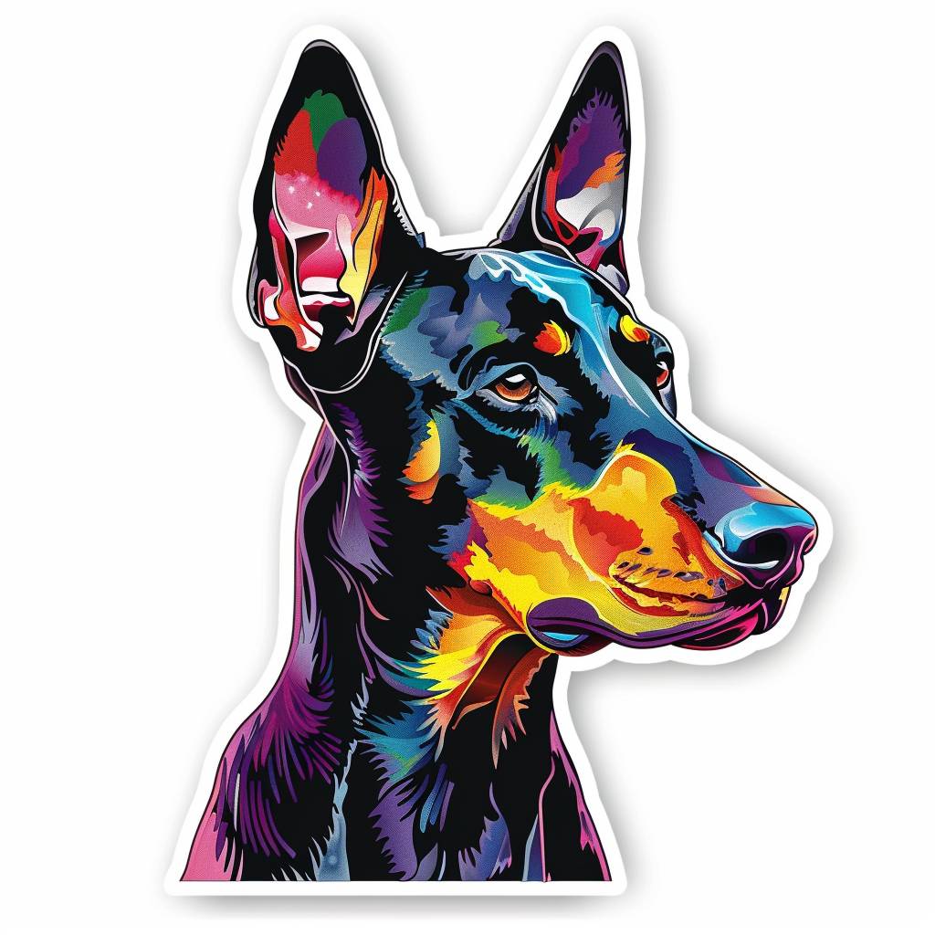 Sticker of a Doberman Pinscher Dog majestic Expressive surreal Vinyl Decal Sticker for Car, Laptop, Tumbler and more # F019235