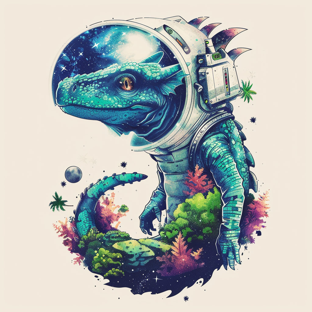 Sticker of a Dragon astronaut majestic Expressive surreal Vinyl Decal Sticker for Car, Laptop, Tumbler and more # F019140