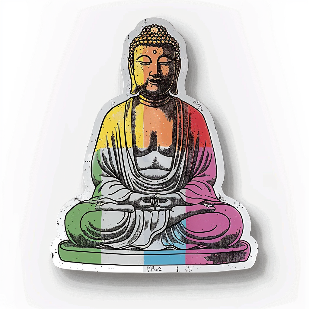 Sticker of a Buddha cartoon majestic Expressive surreal Vinyl Decal Sticker for Car, Laptop, Tumbler and more # F017173