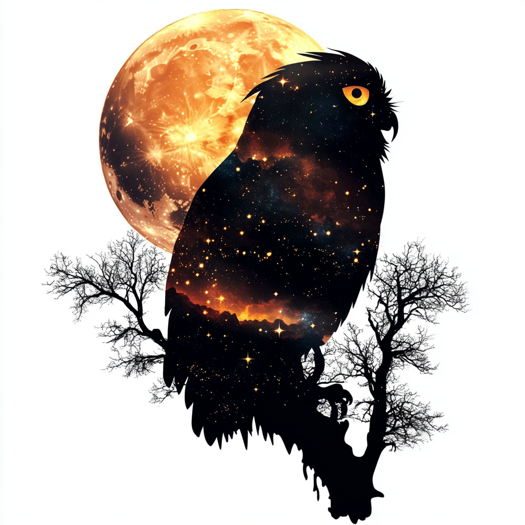 Owl Moon and Stars Vinyl Decal Sticker for Car, Laptop, Tumbler and more # F025728
