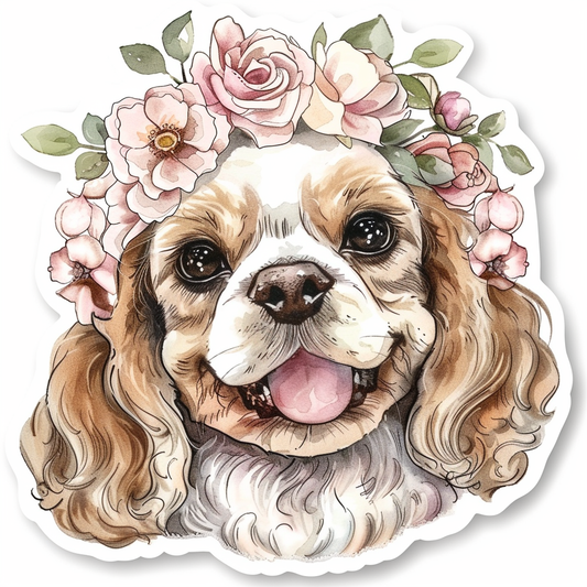 Adorable Cocker Spaniel Dog Expressive surreal Vinyl Decal Sticker for Car, Laptop, Tumbler and more # F020005-4" x 4"