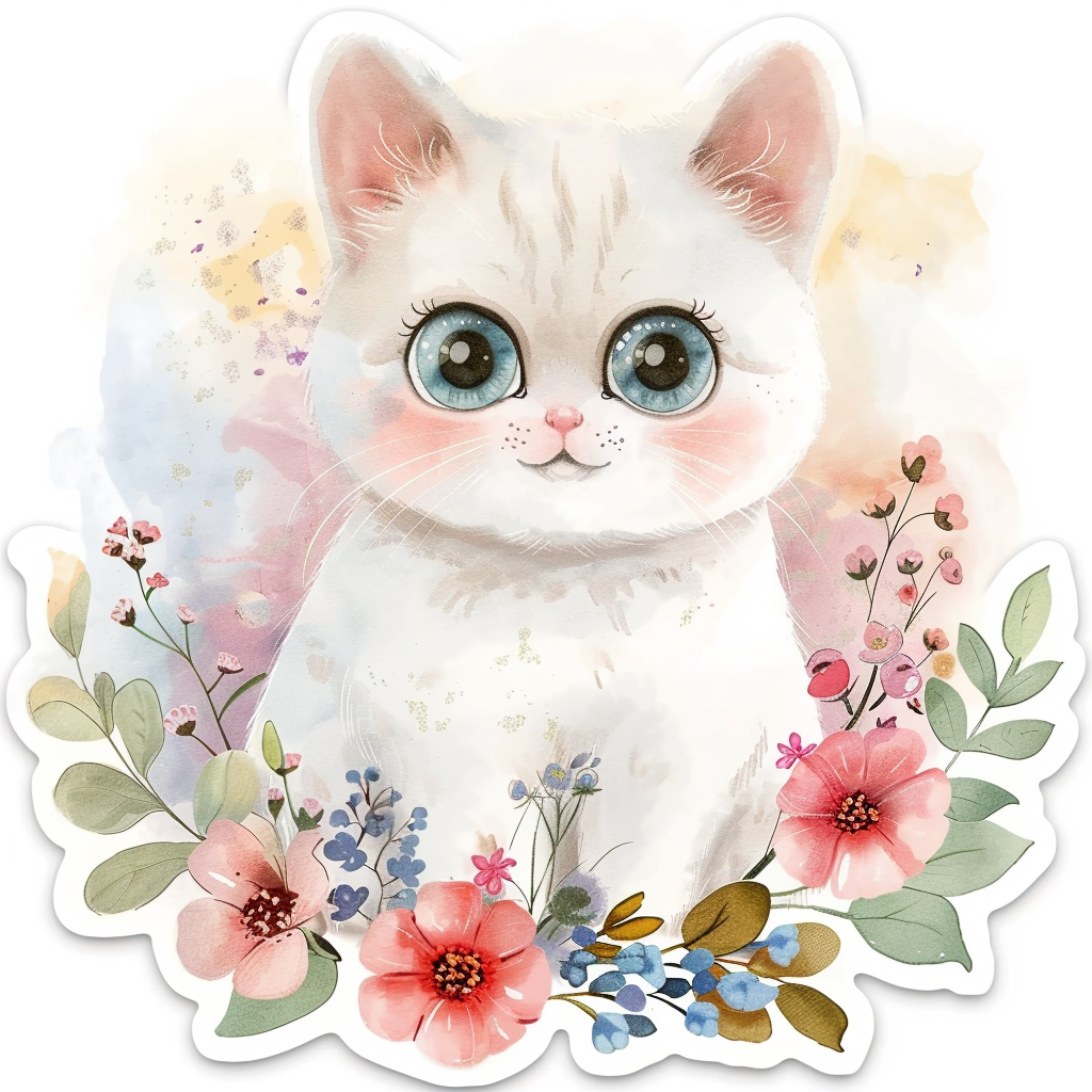 Adorable Turkish Angora Cat Vinyl Decal Sticker for Car, Laptop, Tumbler and more # F020991-4" x 4"