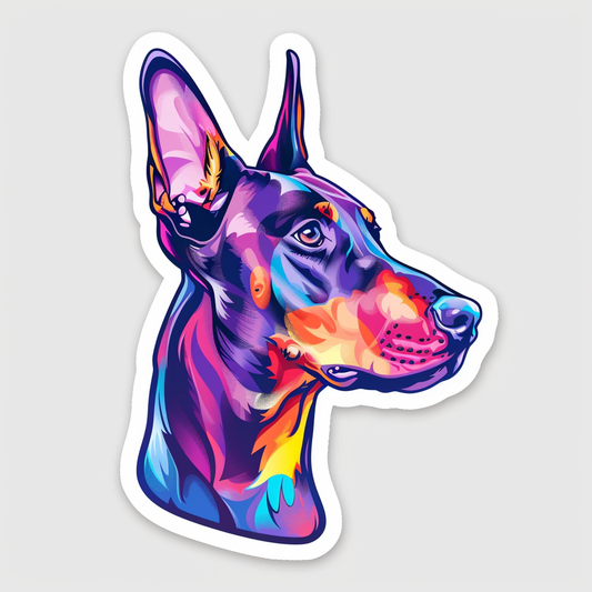 Cute and Adorable Doberman Pinscher Expressive surreal Vinyl Decal Sticker for Car, Laptop, Tumbler and more # F019493-4" x 4"