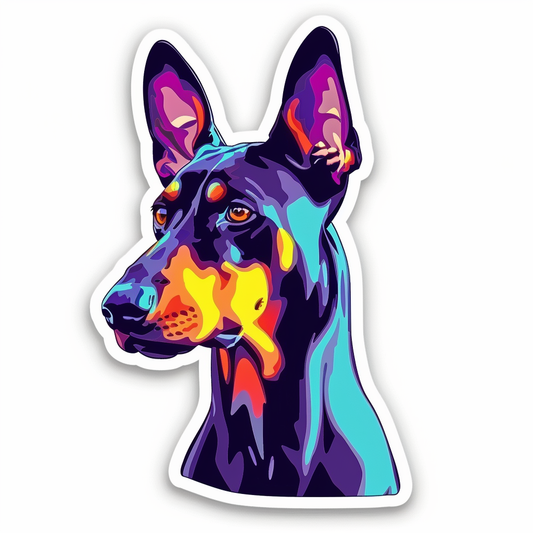 Doberman Pinscher Dog majestic Expressive surreal Vinyl Decal Sticker for Car, Laptop, Tumbler and more # F019623-4" x 4"