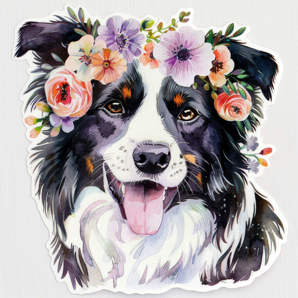 Sticker of a Border Collie Dog majestic Expressive surreal Vinyl Decal Sticker for Car, Laptop, Tumbler and more # F021890