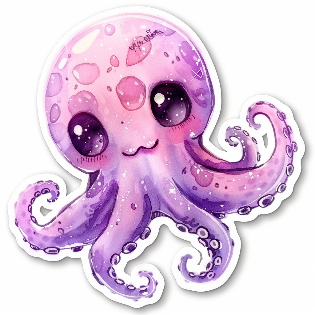 Adorable Octopus with chubby cheeks Expressive surreal Vinyl Decal Sticker for Car, Laptop, Tumbler and more # F015977