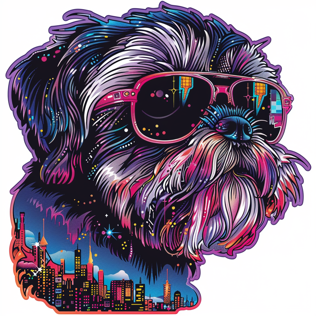 Adorable Shih Tzu Dog Expressive surreal Vinyl Decal Sticker for Car, Laptop, Tumbler and more # F018341