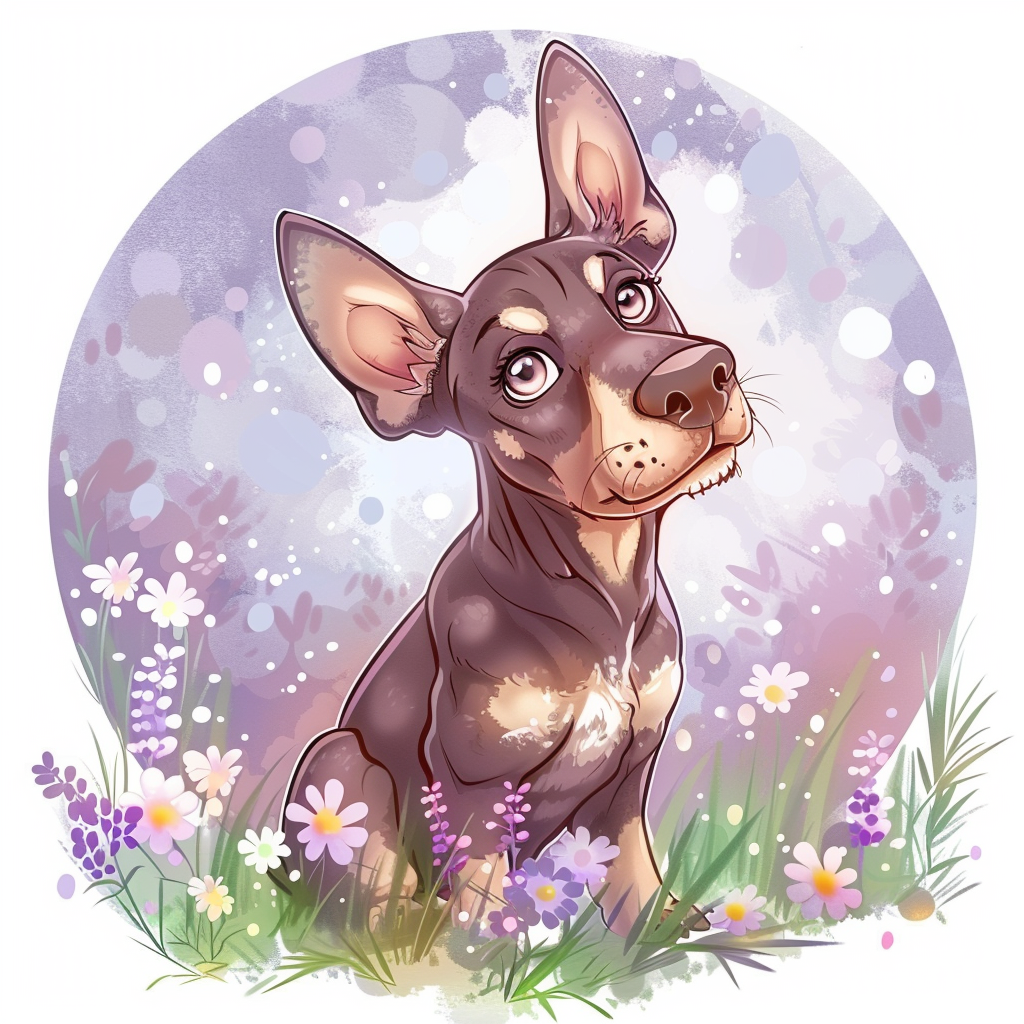 Adorable Doberman Pinscher Dog with Expressive surreal Vinyl Decal Sticker for Car, Laptop, Tumbler and more # F019672-4" x 4"