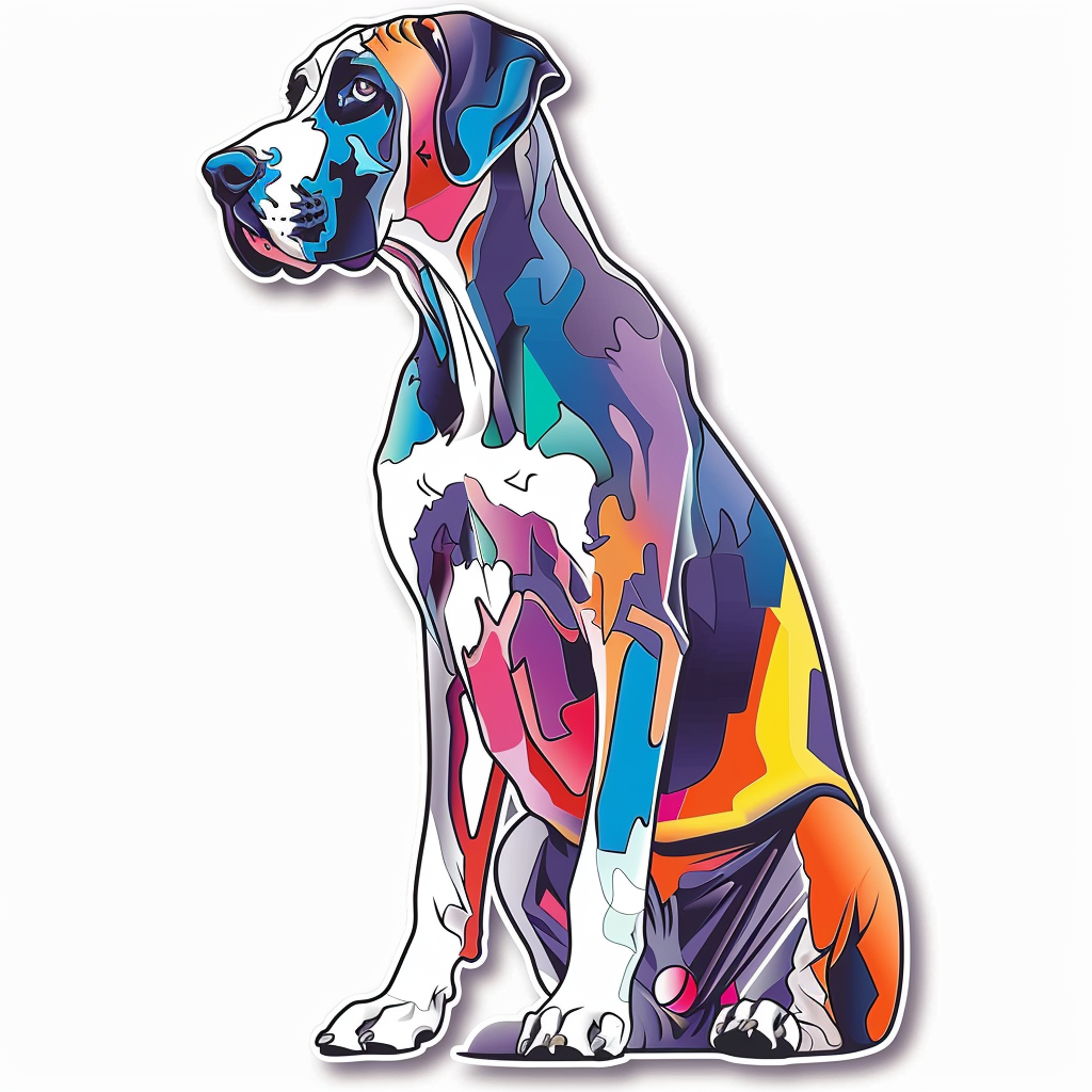 Adorable Great Dane Dog Expressive surreal Vinyl Decal Sticker for Car, Laptop, Tumbler and more # F017870