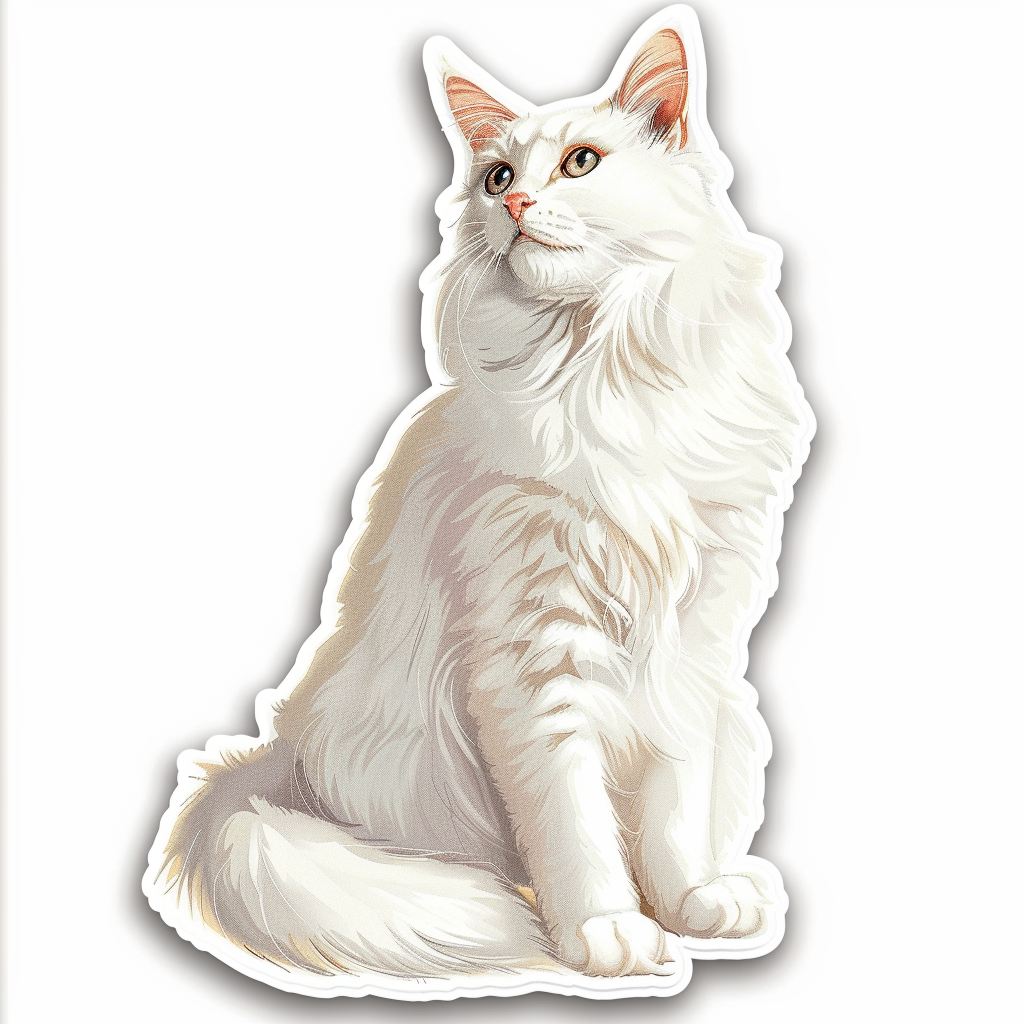 Adorable Turkish Angora Cat Vinyl Decal Sticker for Car, Laptop, Tumbler and more # F020957-4" x 4"