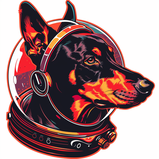 Cute and Adorable Doberman Pinscher Expressive surreal Vinyl Decal Sticker for Car, Laptop, Tumbler and more # F019301-4" x 4"