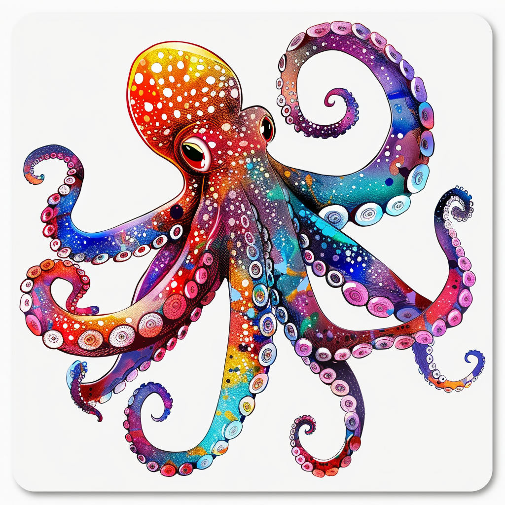 Sticker of an Octopus astronaut majestic Expressive surreal Vinyl Decal Sticker for Car, Laptop, Tumbler and more # F015643