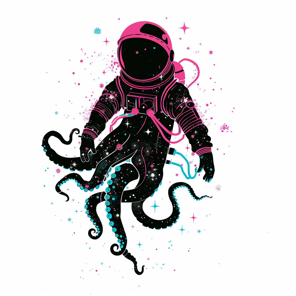 Sticker of an Octopus astronaut majestic Expressive surreal Vinyl Decal Sticker for Car, Laptop, Tumbler and more # F015480