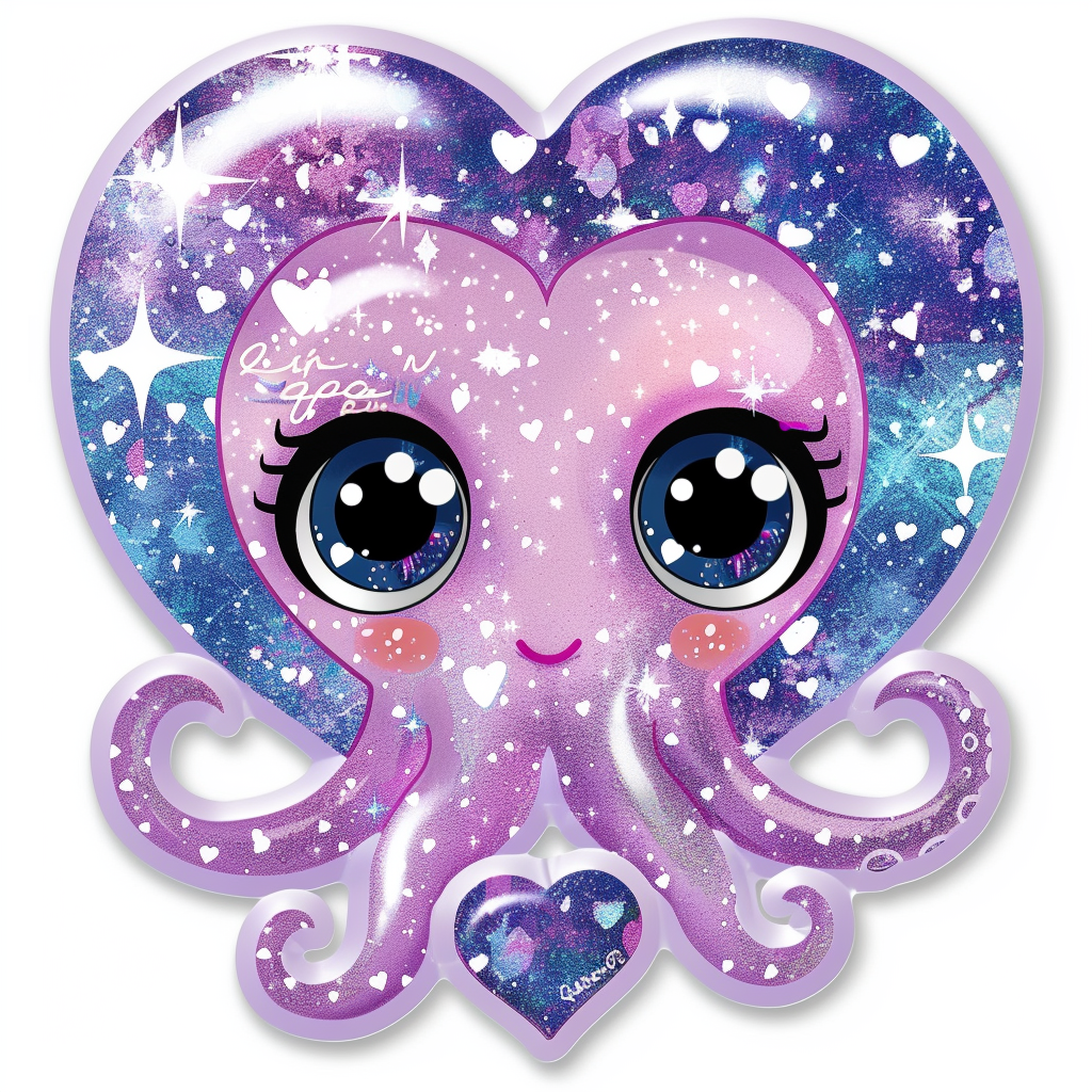 Sticker of a Octopus heartcore texture Expressive surreal Vinyl Decal Sticker for Car, Laptop, Tumbler and more # F015787