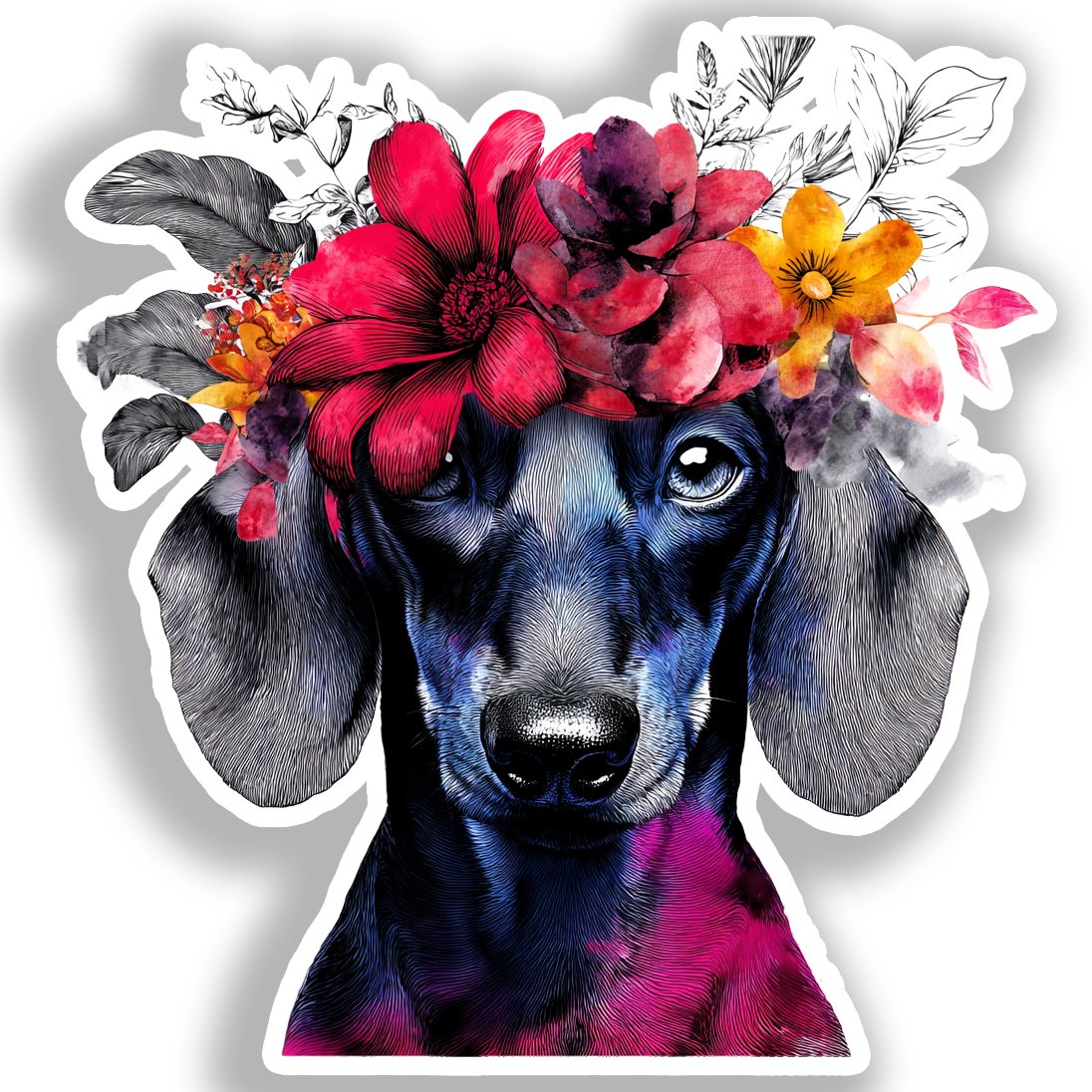 Dachshund Dog Vinyl Decal Sticker for Car, Laptop, Tumbler and more # A019737-4" x 4"