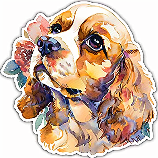 Adorable Cocker Spaniel Dog Expressive surreal Vinyl Decal Sticker for Car, Laptop, Tumbler and more # F020016-4" x 4"