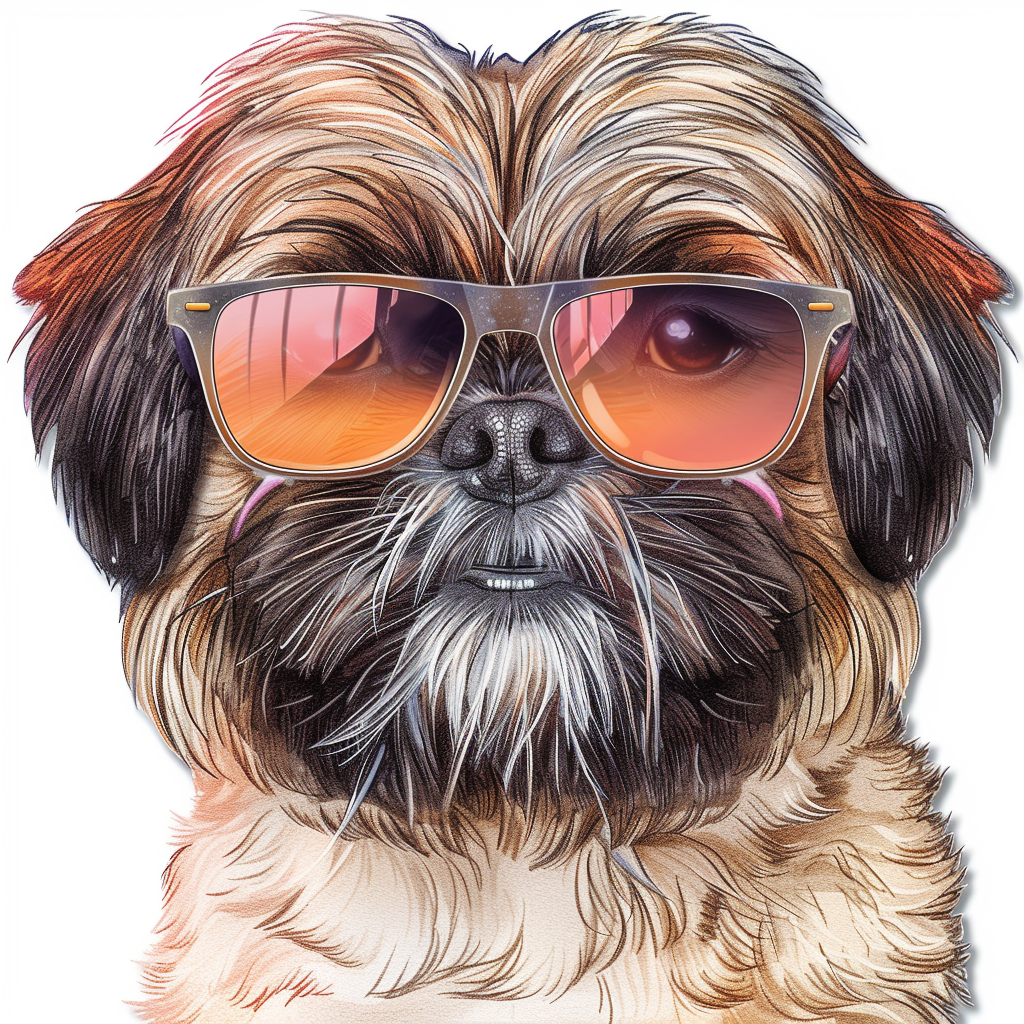 Shih Tzu Dog wearing sunglasses majestic Expressive surreal Vinyl Decal Sticker for Car, Laptop, Tumbler and more # F018715