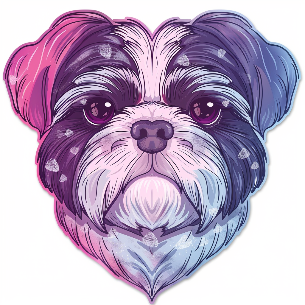 Adorable Shih Tzu Dog Expressive surreal Vinyl Decal Sticker for Car, Laptop, Tumbler and more # F018268