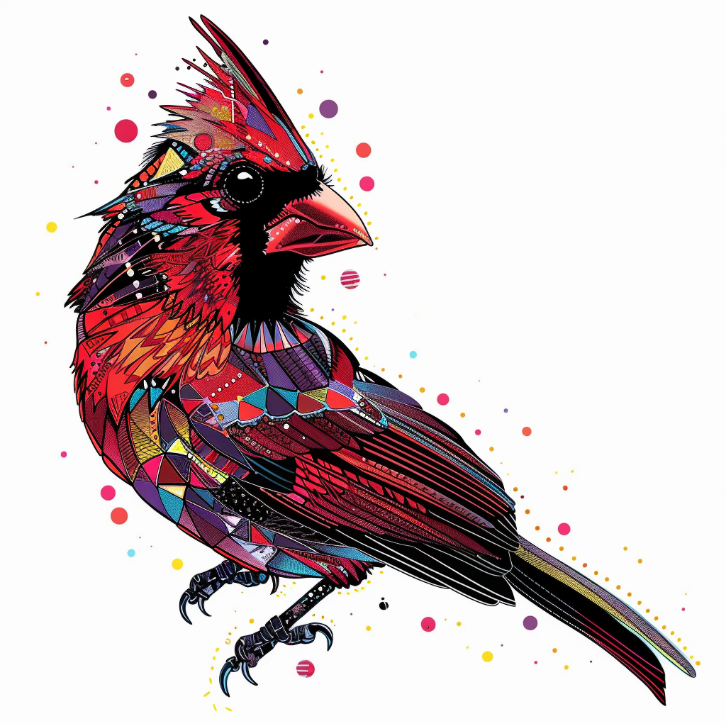 Cardinal Bird majestic Expressive surreal Vinyl Decal Sticker for Car, Laptop, Tumbler and more # F024225