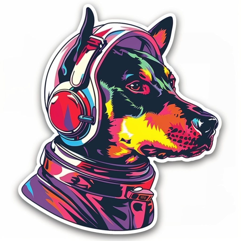 Cute and Adorable Doberman Pinscher Expressive surreal Vinyl Decal Sticker for Car, Laptop, Tumbler and more # F019294-4" x 4"