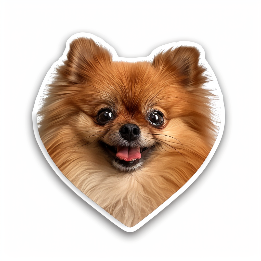 Sticker of a Pomeranian Dog majestic Expressive surreal Heartcore Vinyl Decal Sticker for Car, Laptop, Tumbler and more # F014096